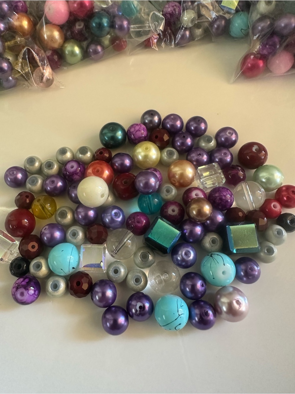 Assorted Multicolor Glass and Faux Pearl Bead Mix for Jewelry Making 4oz